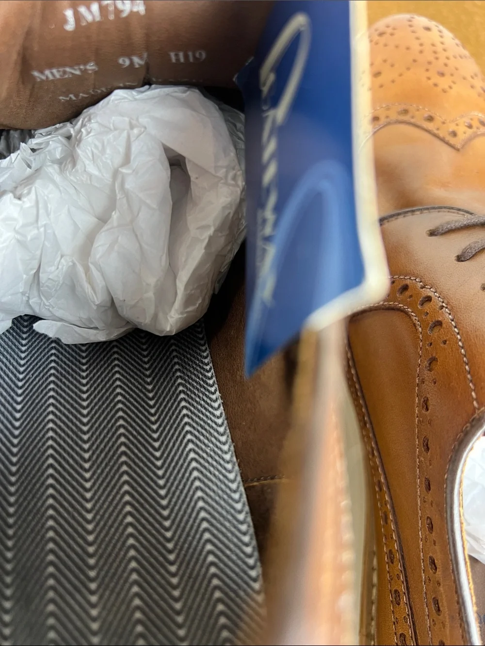 SAMPLE Johnston & Murphy Brown Leather Wingtip Oxfords with White Sole